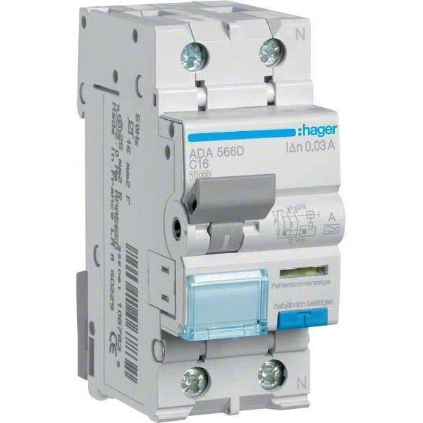 Hager ADA566D FI-Schutzschalter/Leitungsschutzschalter 2polig 16 A 0.03 A 240 V