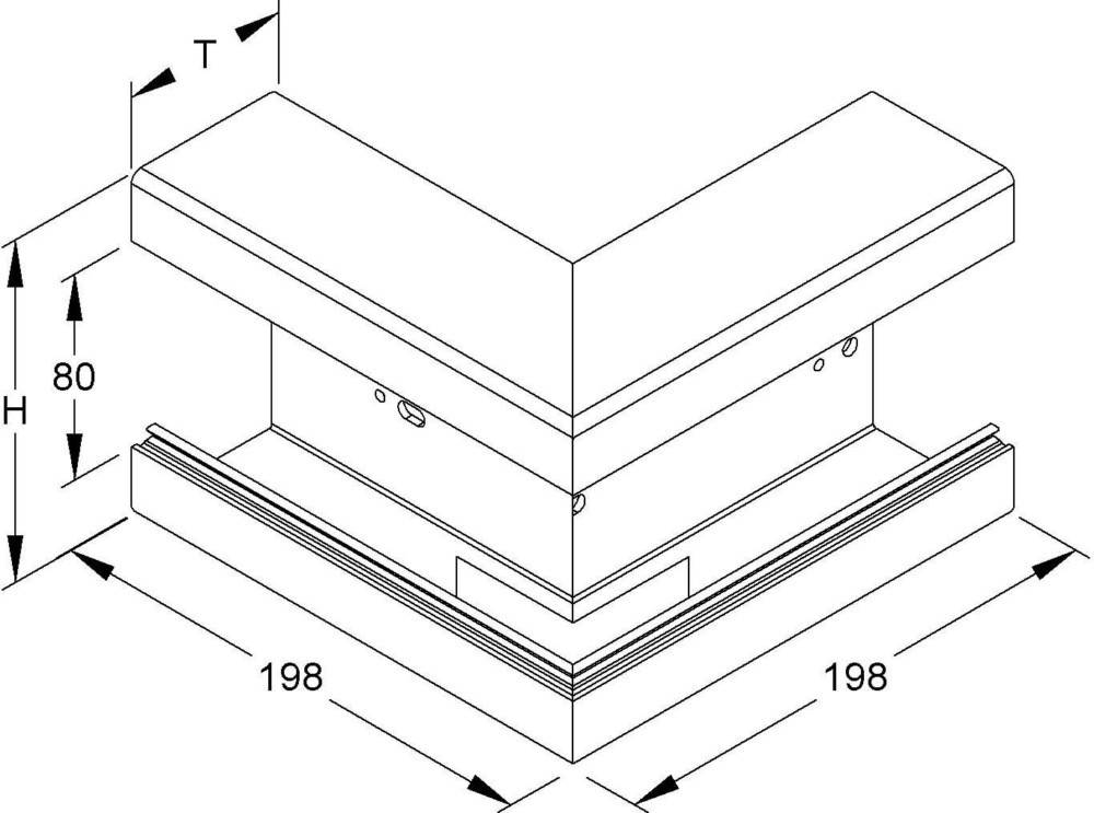 1St. Ausseneck 90 mit Bodenlochung, 173x66 mm, reinweiß BA1708.3