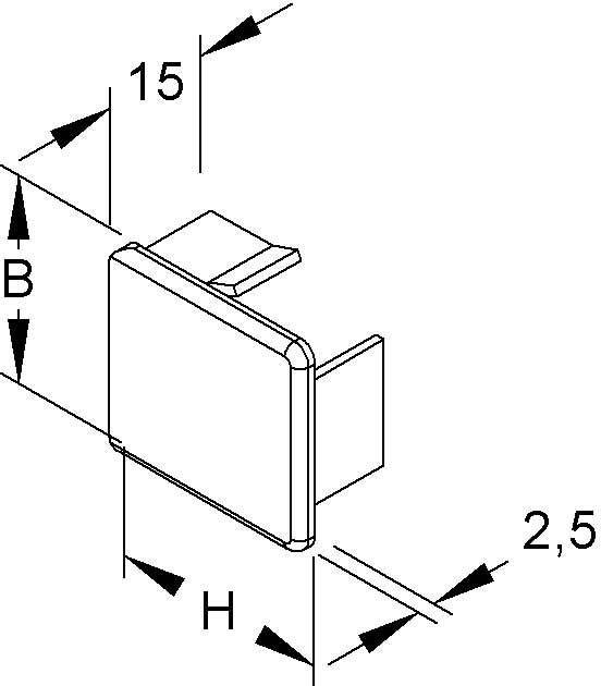 Kleinhuis Endstück rws 30x30 RAL9010 E3030.3 32 mm, 30 mm