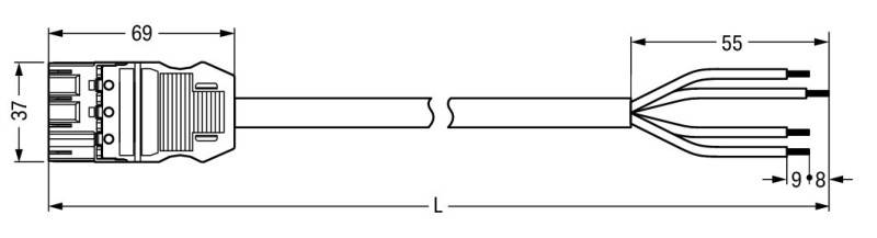 WAGO WINSTA MIDI Steckverbinder-System 3-5x4 mm² Anschlussleitung, Stecker - offenes Leitungsende, 4 polig, weiß