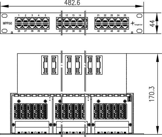 Telegärtner 19Z ISDN-Panel 1HE 100007039