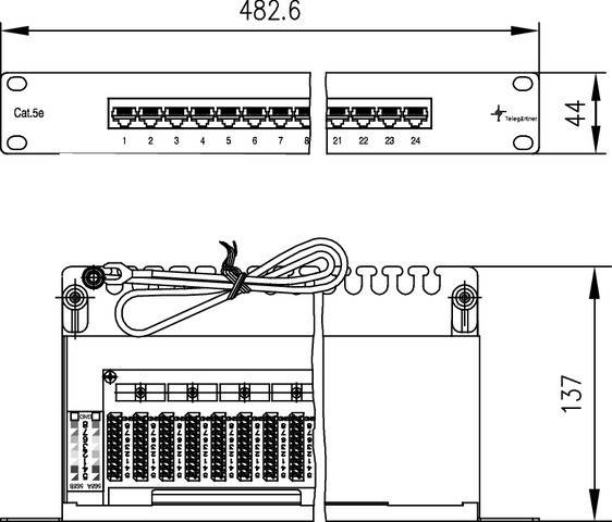 Telegärtner J02023B0017 24 Port Netzwerk-Patchpanel 483 mm (19") CAT 5e 1 HE Grau Bestückt