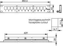 Telegärtner 100021496 24 Port Netzwerk-Patchpanel 483 mm (19") CAT 6a 1 HE Lichtgrau (RAL 7035) Unbestückt