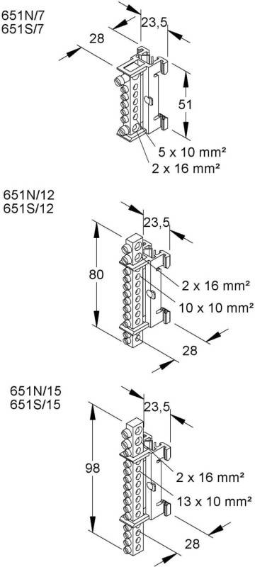 Kleinhuis N-Leiterklemme 651N/12 23,5 mm, 27,8 80 mm