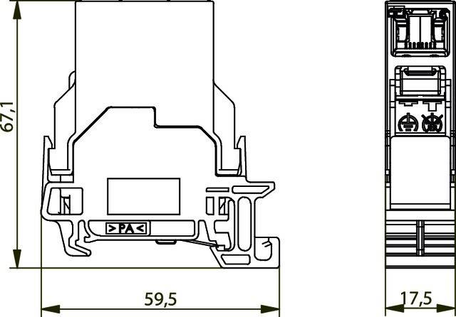 Telegärtner 100007437 Tragschienen-Verbinder RJ45 100007437 Kupplung, Einbau Pole: 8P8C Lichtgrau 1 St.