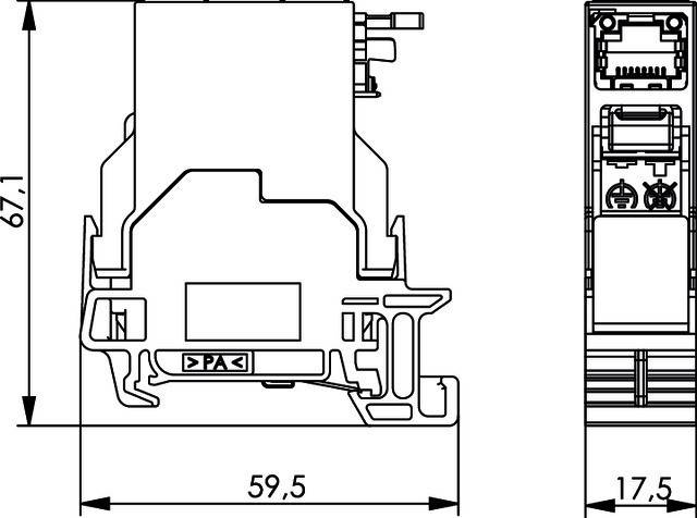 Telegärtner 100007436 Tragschienen-Verbinder RJ45 100007436 Buchse, Einbau Pole: 8P8C Lichtgrau 1 St.