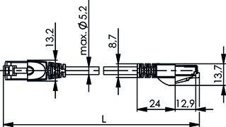 Telegärtner RJ45 (gekreuzt) Netzwerk Anschlusskabel CAT 6a S/FTP 7.50m Grau Flammwidrig, mit Rastnasenschutz