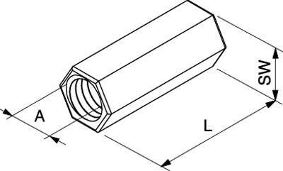 Fischer 79690 Verlängerungsmuffe (L) 30mm M8 Stahl galvanisch verzinkt 100St.