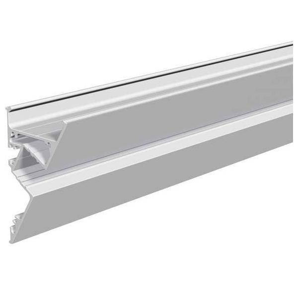 Metallprofilschiene, seitlich betrachtet, zeigt ein L-förmiges Design mit mehreren Kanten und Ausbuchtungen, typisch für Bauanwendungen.