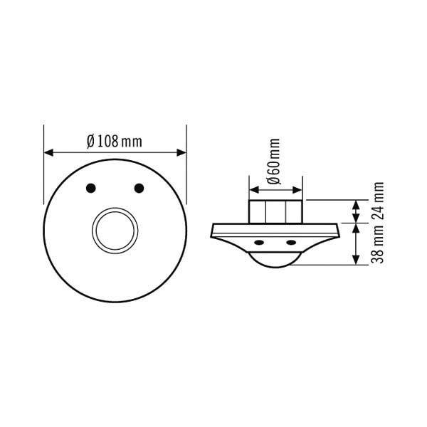 ESYLUX EP10427213 Unterputz Decken-Präsenzmelder 360 ° Weiß IP20