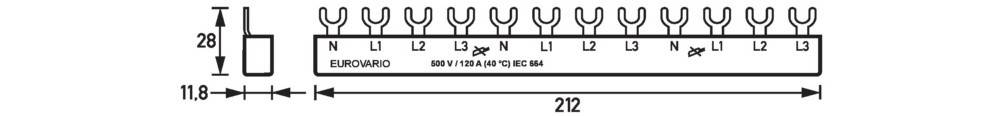 Doepke 09920125 Phasenschiene EV-S G 4.12.120L Phasenschiene 10mm² 120A 690V 1St.