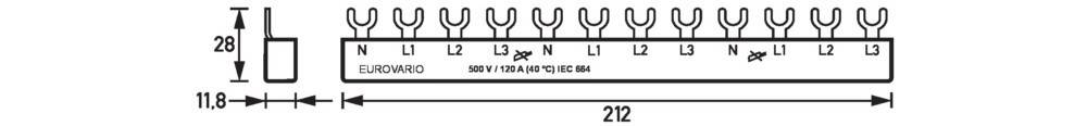 Doepke 09920125 Phasenschiene EV-S G 4.12.120L Phasenschiene 10mm² 120A 690V 1St.