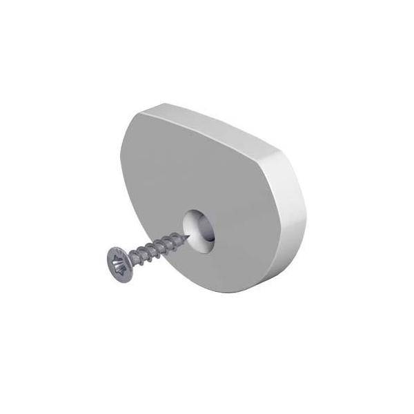 Ein runder Kunststoffstopfen mit einer Schraube, die zur Befestigung in einem Loch zentriert ist.