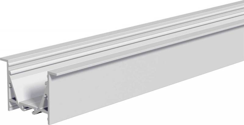 Aluminiumprofil mit einem T-förmigen Querschnitt, verwendet zur Befestigung von Solarmodulen. Es zeigt Details der Konstruktion.