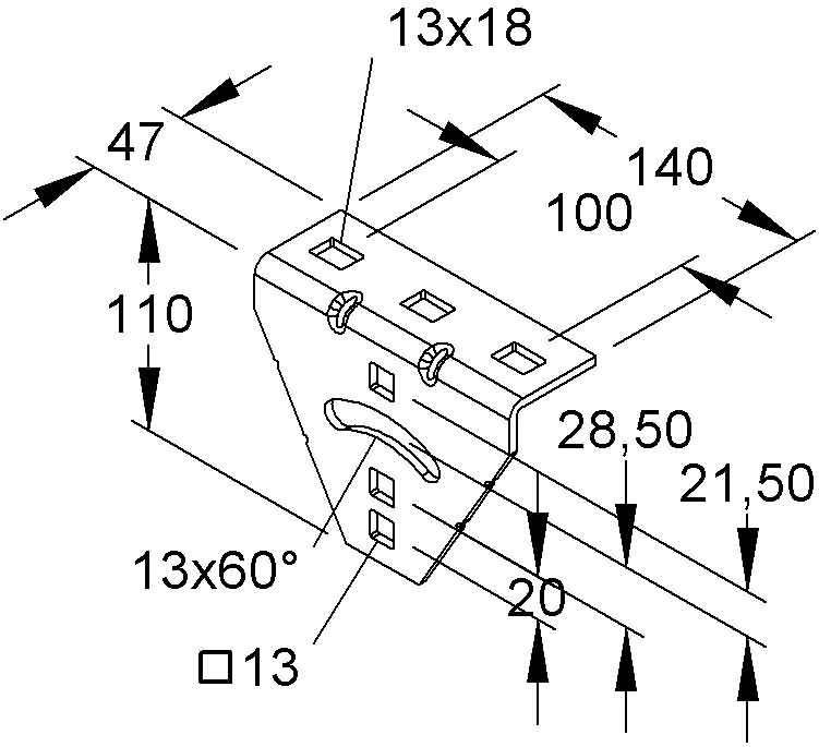Niedax Anschlußwinkel AWG 110/140 E3