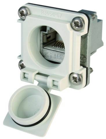 Telegärtner 100022953 STX V6 RJ45-Flanschset Variante 6 100022953 Kupplung, Einbau Pole: 8P8C Lichtgrau 1 St.