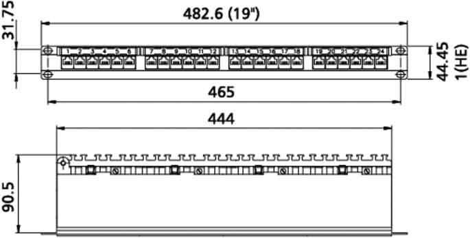 Metz Connect 130855C-E 24 Port Netzwerk-Patchpanel 483mm (19") CAT 6a 1 HE Bestückt