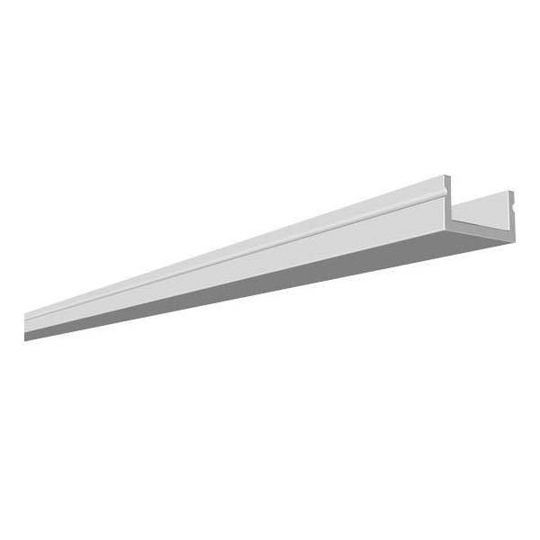 Ein längliches, weißes, U-förmiges Metallprofil, das häufig für Befestigungen oder als Schiene in verschiedenen Konstruktionen verwendet wird.