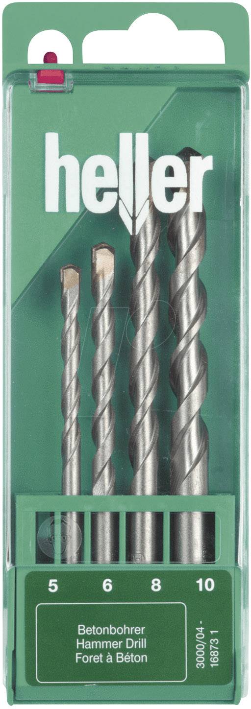 Heller Tools Power 3000 16873 1 Beton-Spiralbohrer-Set 4teilig 5 mm, 6 mm, 8 mm, 10mm Gesamtlänge 120mm Zylinderschaft 1 Set