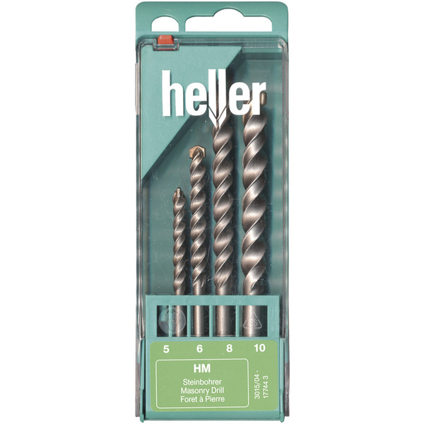 Heller 17744 3 Hartmetall Stein-Spiralbohrer-Set 4teilig 5 mm, 6 mm, 8 mm, 10mm Zylinderschaft 1 Set
