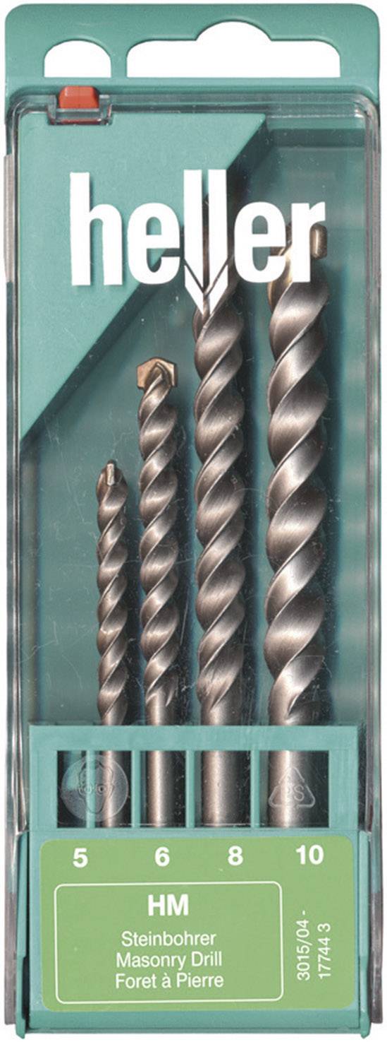 Heller Tools 17744 3 Hartmetall Stein-Spiralbohrer-Set 4teilig 5 mm, 6 mm, 8 mm, 10 mm Zylinderscha