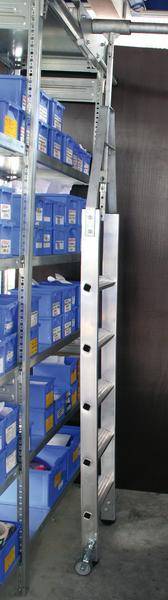 Aluminium-Regalleiter für Doppelregal drehbar, 11 Stufen