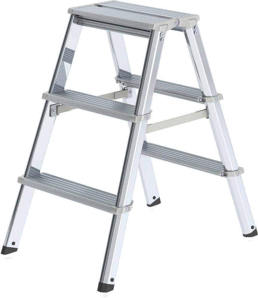 MUNK Günzburger Steigtechnik 11233 Aluminium Stufen-Doppelleiter Arbeitshöhe (max.): 2.25 m Silber 5.4 kg