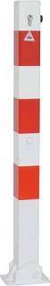 Absperrpfosten rot/weiß H900xB70xT70 mm umlegbar mit Profilzylinder zum Aufdübeln