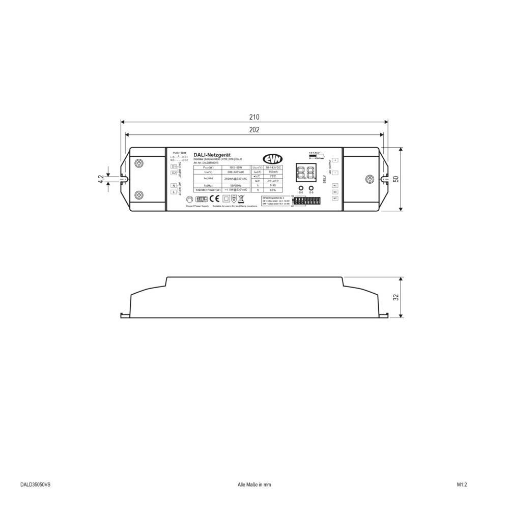 EVN DALD35050VS LED-Dimmer 210mm 50mm