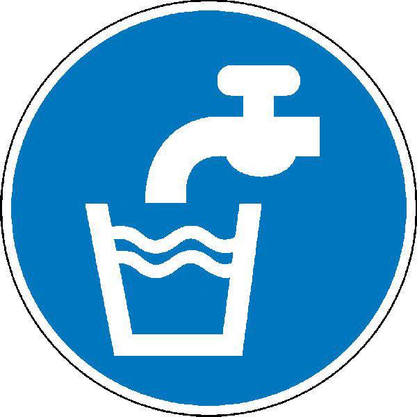 Trinkwasser Gebotsschild, selbstkl. Folie, Größe 10cm
