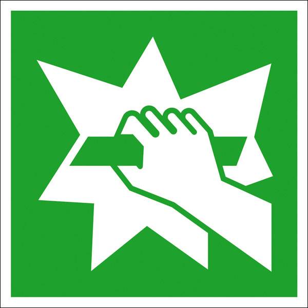 Rettungsschild, Folie langnachleuchtend, Notausgangsrichtung, 10 x 10 cm DIN EN ISO 7010 E008