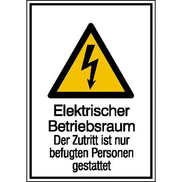 Warnschild Elektrischer Betriebsraum Kombischild, Alu, Größe: 13,1 x 18,5 cm