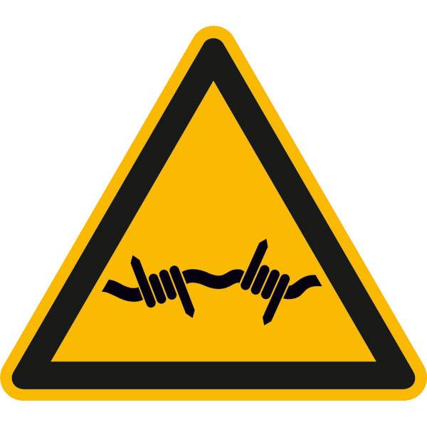Warnschild, Warnung vor Stacheldraht, Größe (SL): 20,0 cm DIN EN ISO 7010 W033