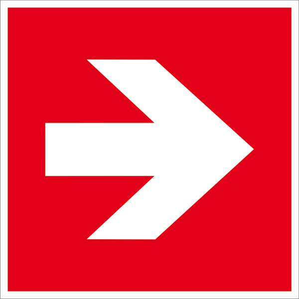 Brandschutzschild Richtungspfeil rechts/links, Alu geprägt, Größe 20x20 cm