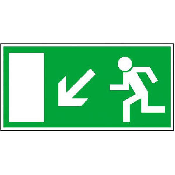 Rettungsweg links abwärts Rettungsschild Alu,langnachleuchtend,Safety Marking, 30x15cm BGV A8 E13