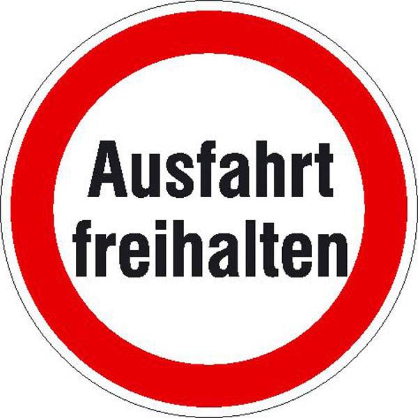 Hinweisschild für Ausfahrten Ausfahrt freihalten, Alu geprägt, Größe 31,50 cm