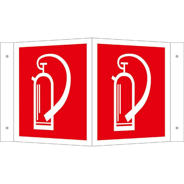 Feuerlöschgerät Brandschutz Winkelschild,Alu,langnachl.,Safety Marking, 25,7x15x10,5cm BGV A8 F05