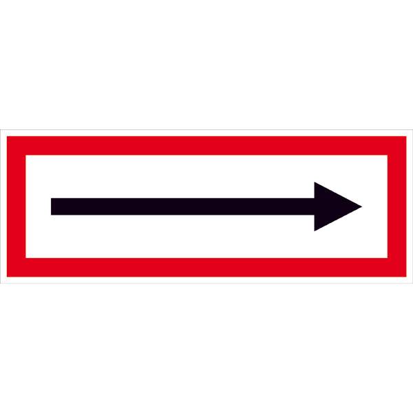 Hinweisschild für den Brandschutz (Richtungspfeil), selbstkl.Folie,29,70x10,50cm DIN 4066-D2