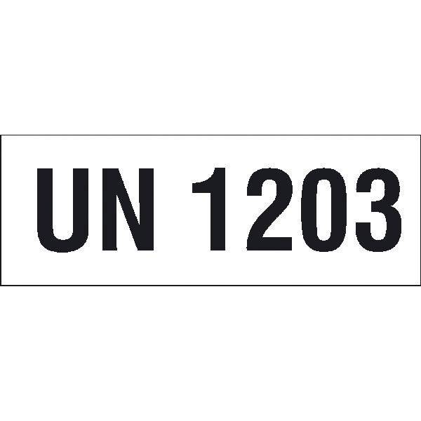 Gefahrgutaufkleber mit UN-Nummer UN 1203, selbstkl. Folie , Größe 14x5cm