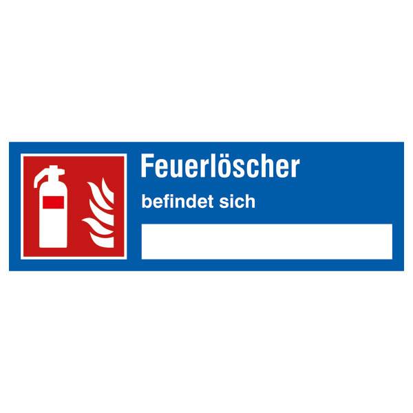 Hinweisschild, Folie, Feuerlöscher befindet sich… Gr. 14,0 x 5,0 cm