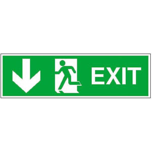 Rettungsweg abwärts, Alu, langnachleuchtend, Safety Marking, 39x11,5 cm