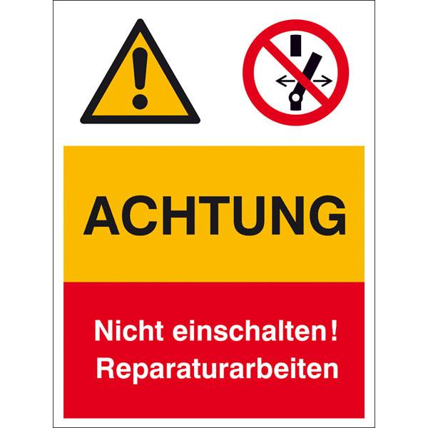 Warn-Verbots-Schild,Kunst.,Achtung nicht ein...,30x40 cm DIN EN ISO 7010 W001+P031 + Zusatztext ASR A1.3 W001+P031