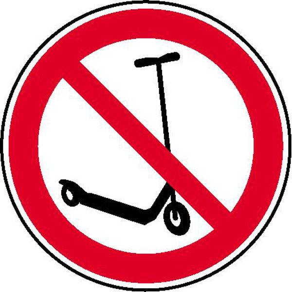 Kickboard fahren verboten Verbotsschild - Verbotszeichen selbstkl. Folie , Größe 10cm