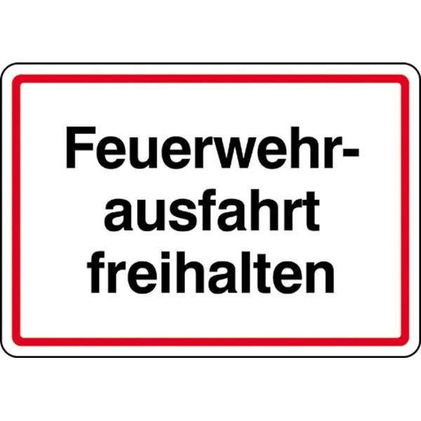 Feuerwehrausfahrt freihalten Hinweisschild Feuerwehrzufahrt, Alu, 50x35 cm