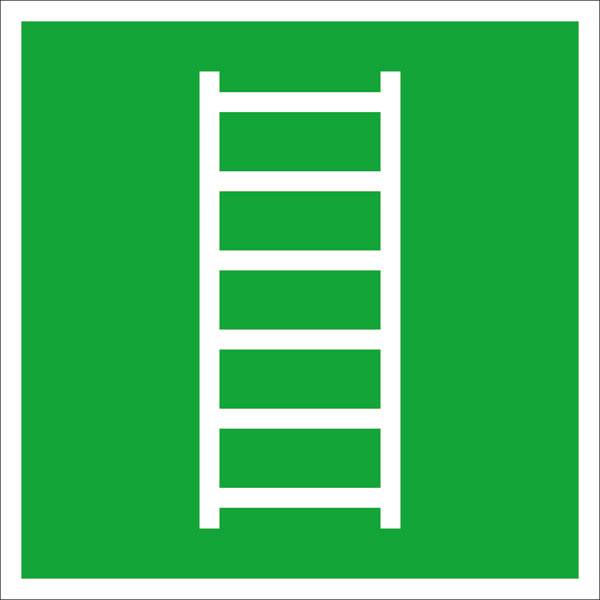 Fluchtwegkennzeichnung, Rettungsleiter, Folie, langnachleuchtend, 15 x 15 cm