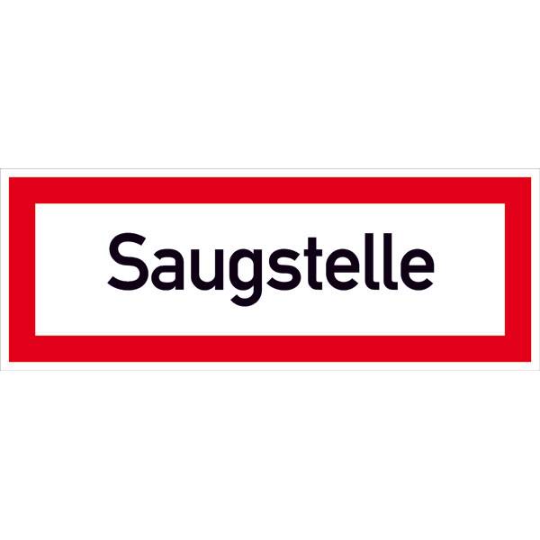 Hinweisschild für den Brandschutz Saugstelle, selbstkl. Folie ,29,70x10,50cm DIN 4066-D1