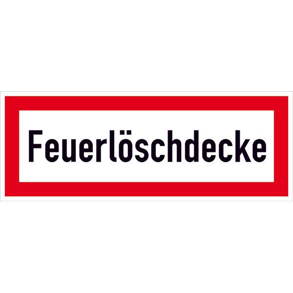 Hinweisschild für den Brandschutz Feuerlöschdecke, selbstkl. Folie ,21x7,40cm DIN 4066-D1