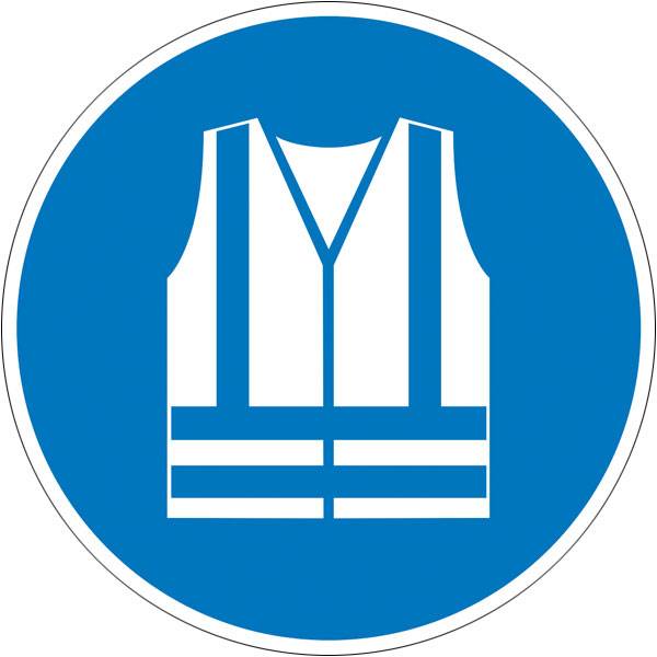 Gebotsschild, Folie, Warnweste benutzen, Größe: 20,0 cm DIN EN ISO 7010 M015 ASR A1.3 M015