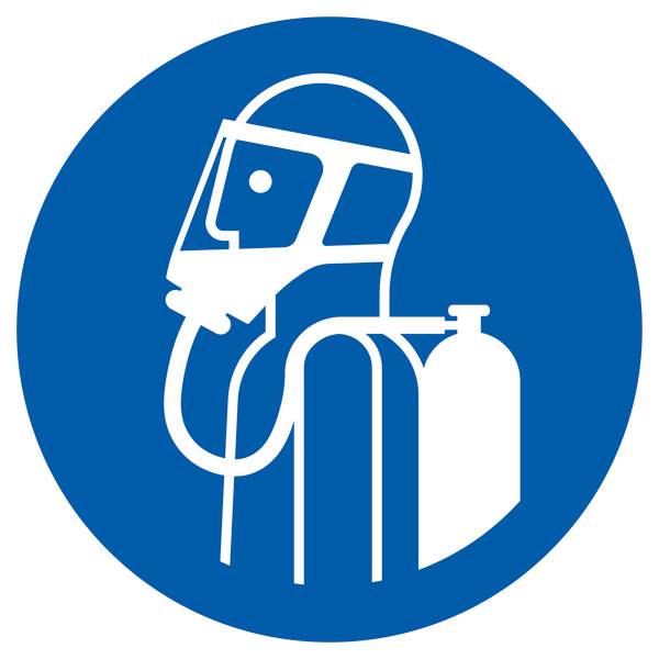 Gebotsschild, Umgebungsluftunabhängigen Atemschutz benutzen, d = 10 cm DIN EN ISO 7010 M047