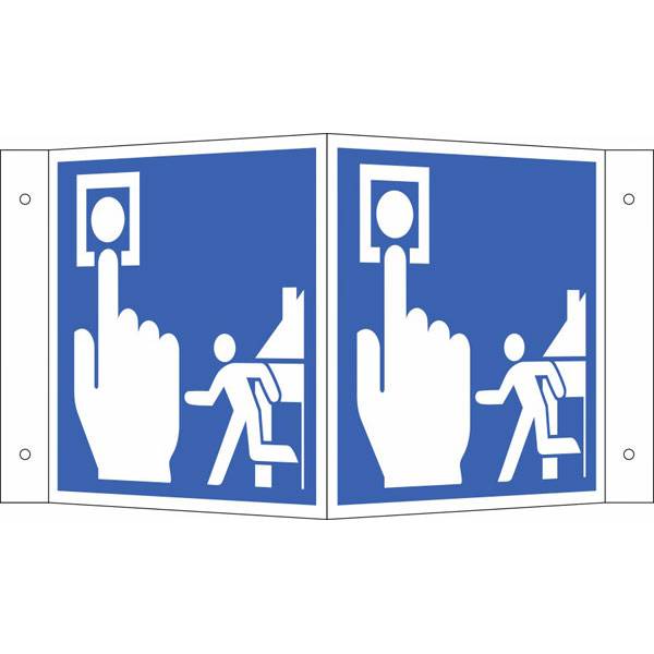 Hinweisschild, langnachleuchtend, Winkelschild, Hausalarm, Größe: 15 x 15 cm